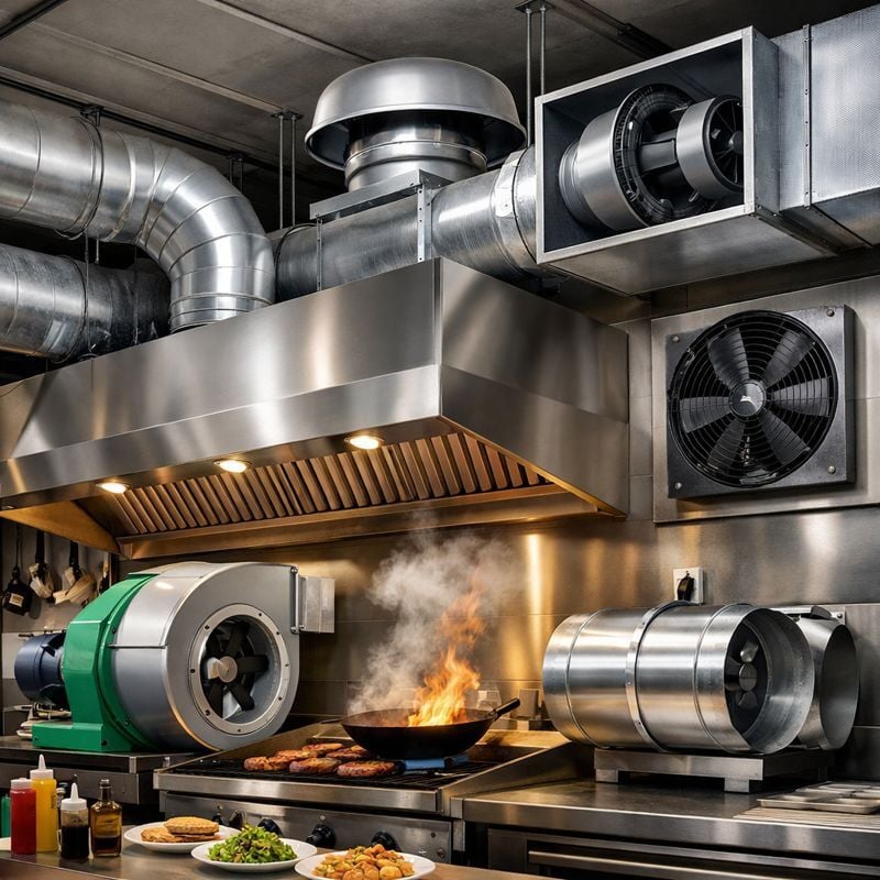 Sistema de extracción para una cocina industrial.